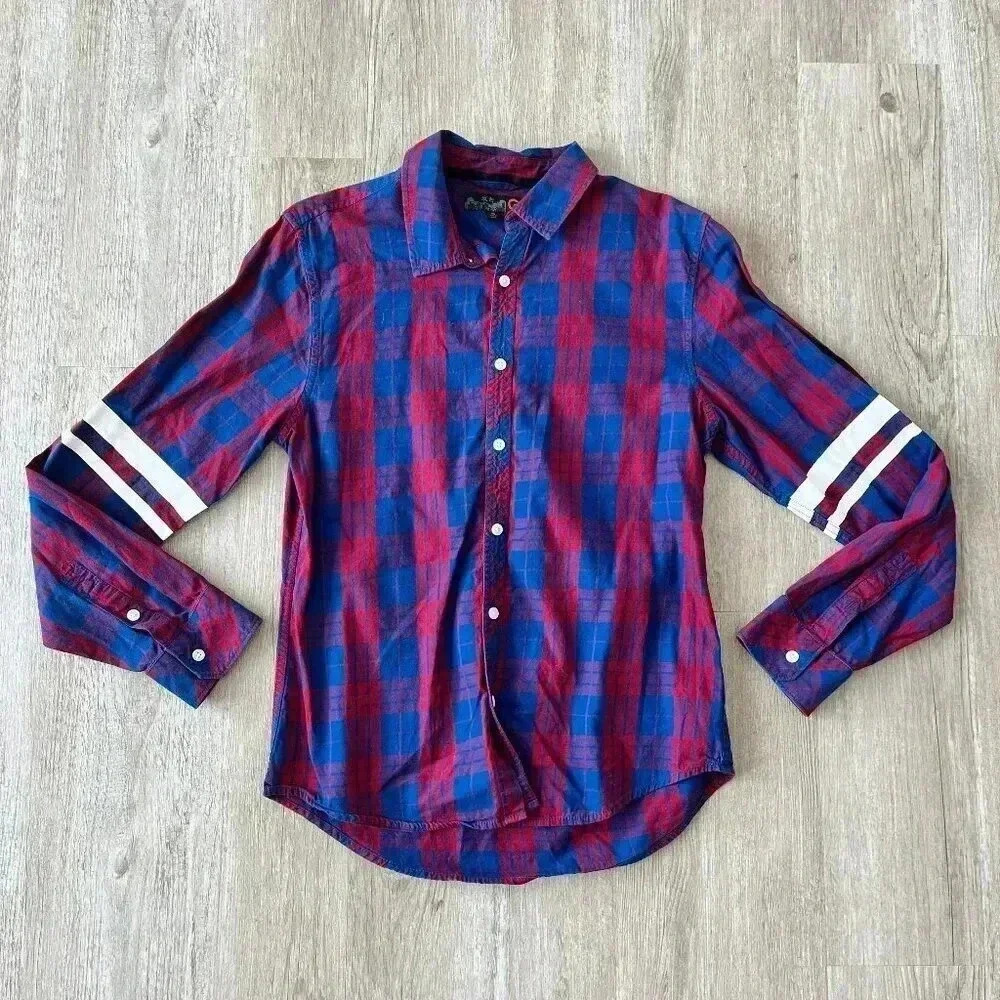 Mens G by Guess Blue/Red Plaid Button Up Shirt - M